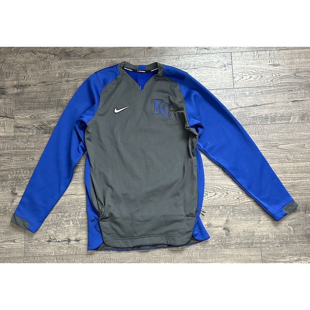 Nike Baseball Kansas City Royals Pullover Sweatshirt Fleece Player Issued Sz S